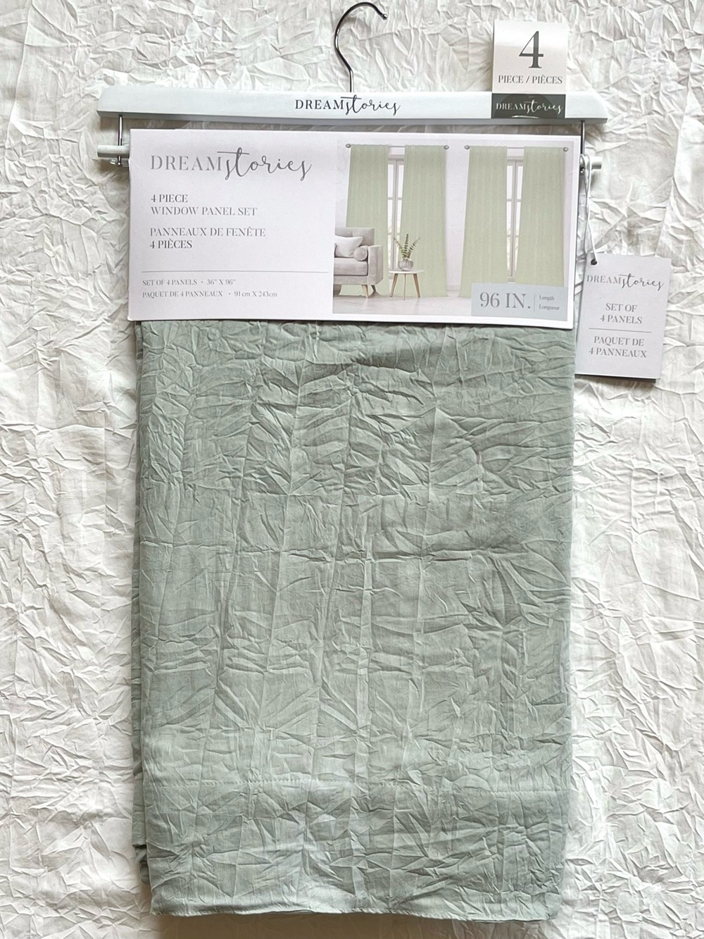 DreamStories 96” 4-Piece Window Panel Curtain Set in Sage Green - Maven Matcha